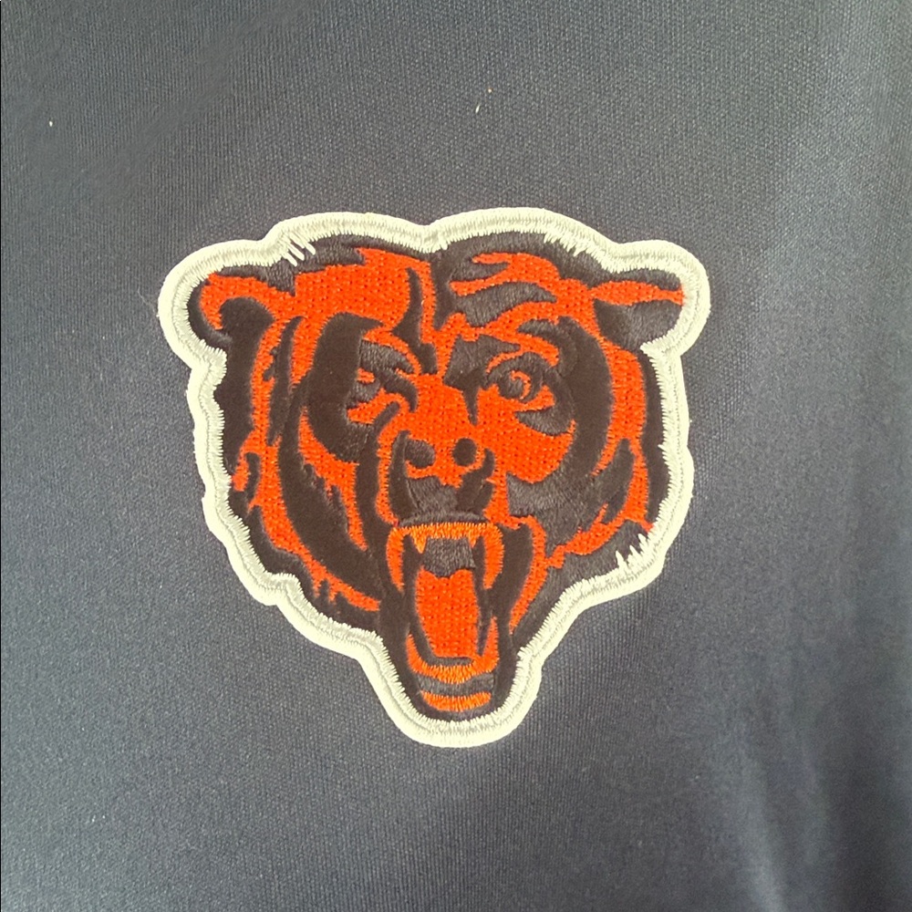 Chicago Bears Navy Quarter Zip Long Sleeve Shirt with Logo Unisex Medium - Picture 3 of 5